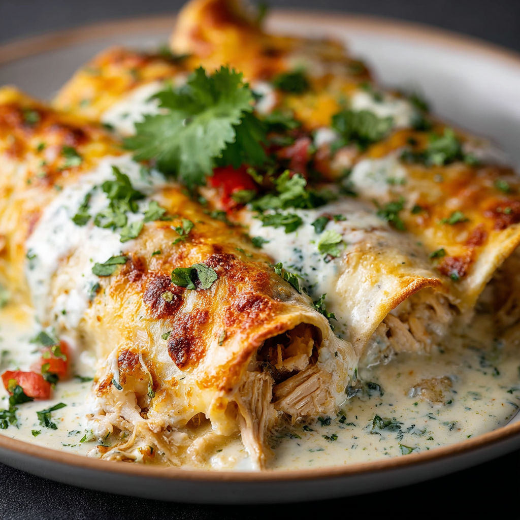 A plate of food with a green sauce on top.