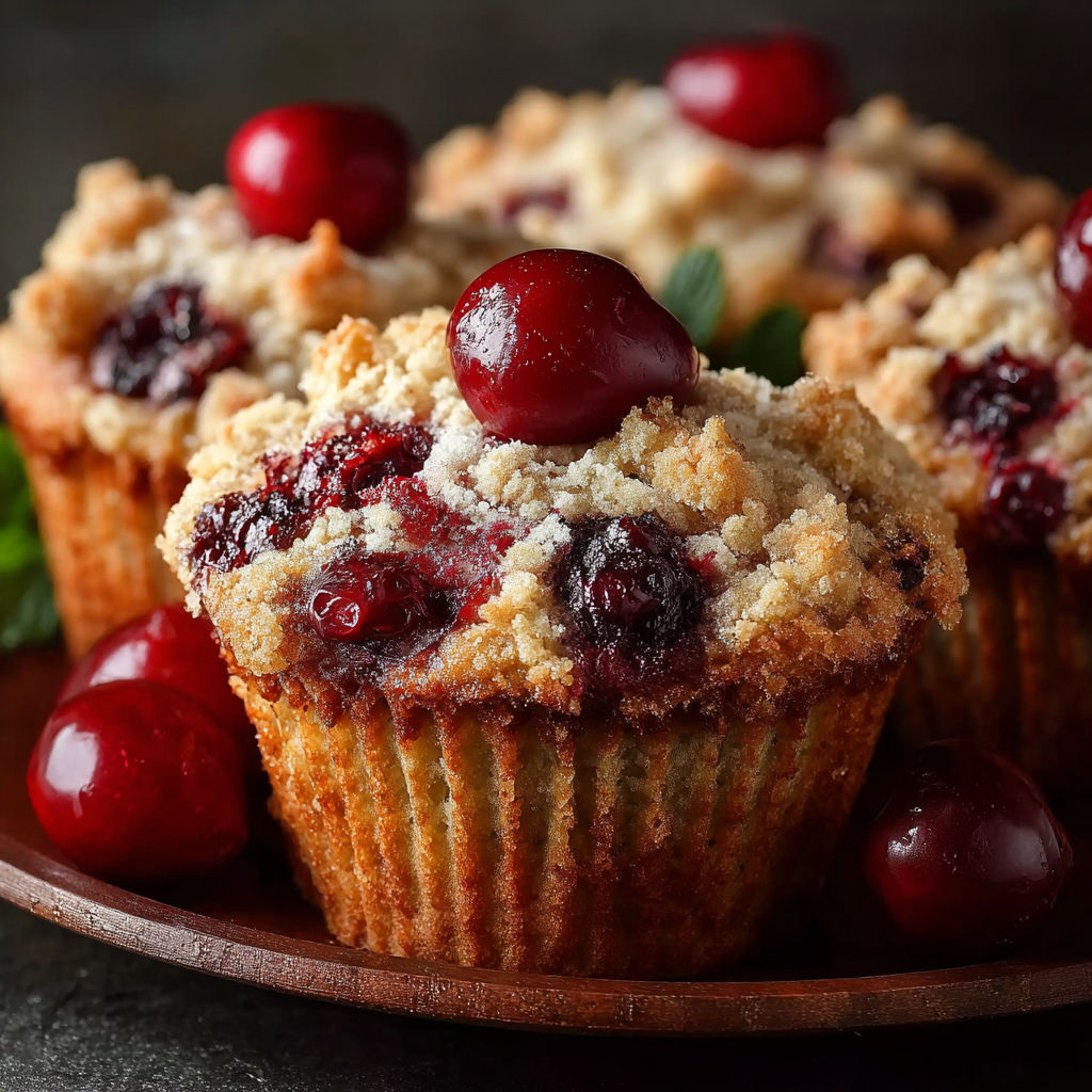 A plate of muffins with berries on top.