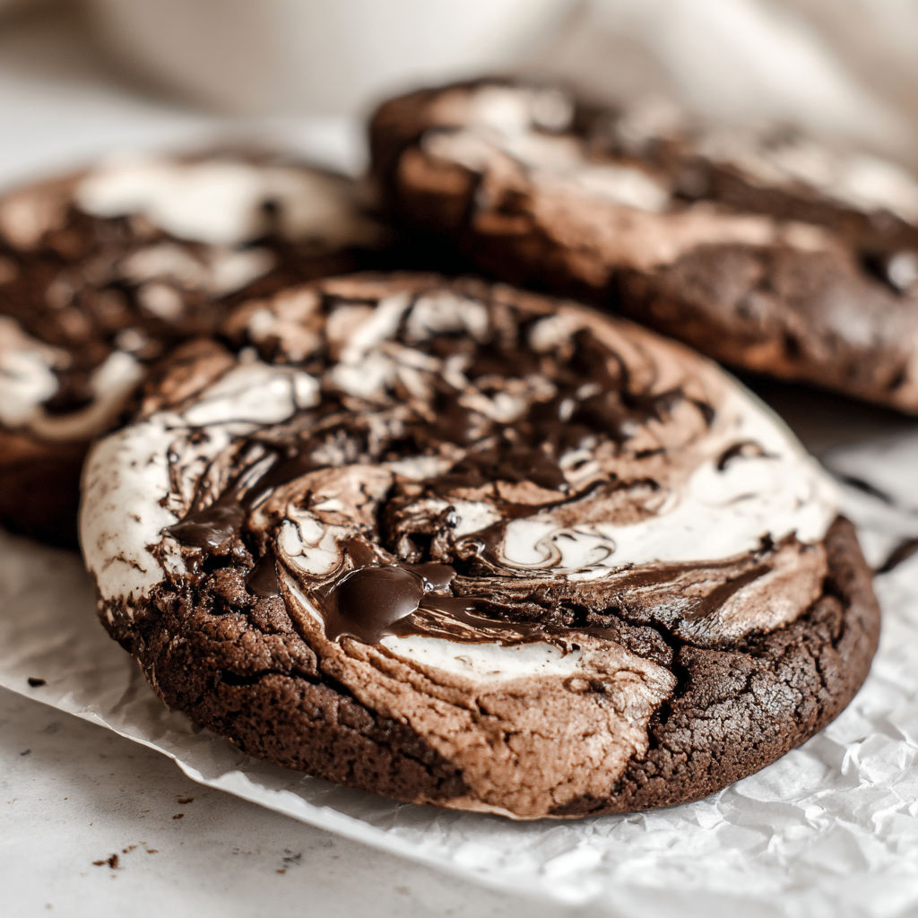 Chocolate marshmallow swirl cookies.