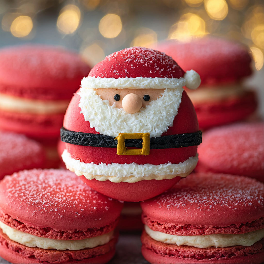 A red and white pastry with a santa claus face.