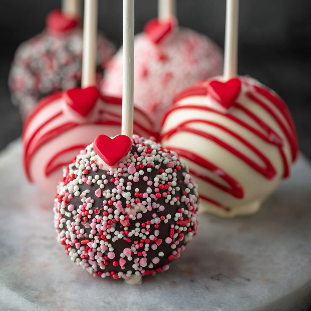 A plate of heart shaped Oreo pops.