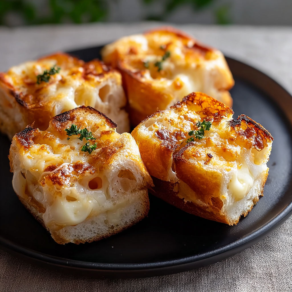 Mini grilled cheese Hawaiian rolls on a black plate.