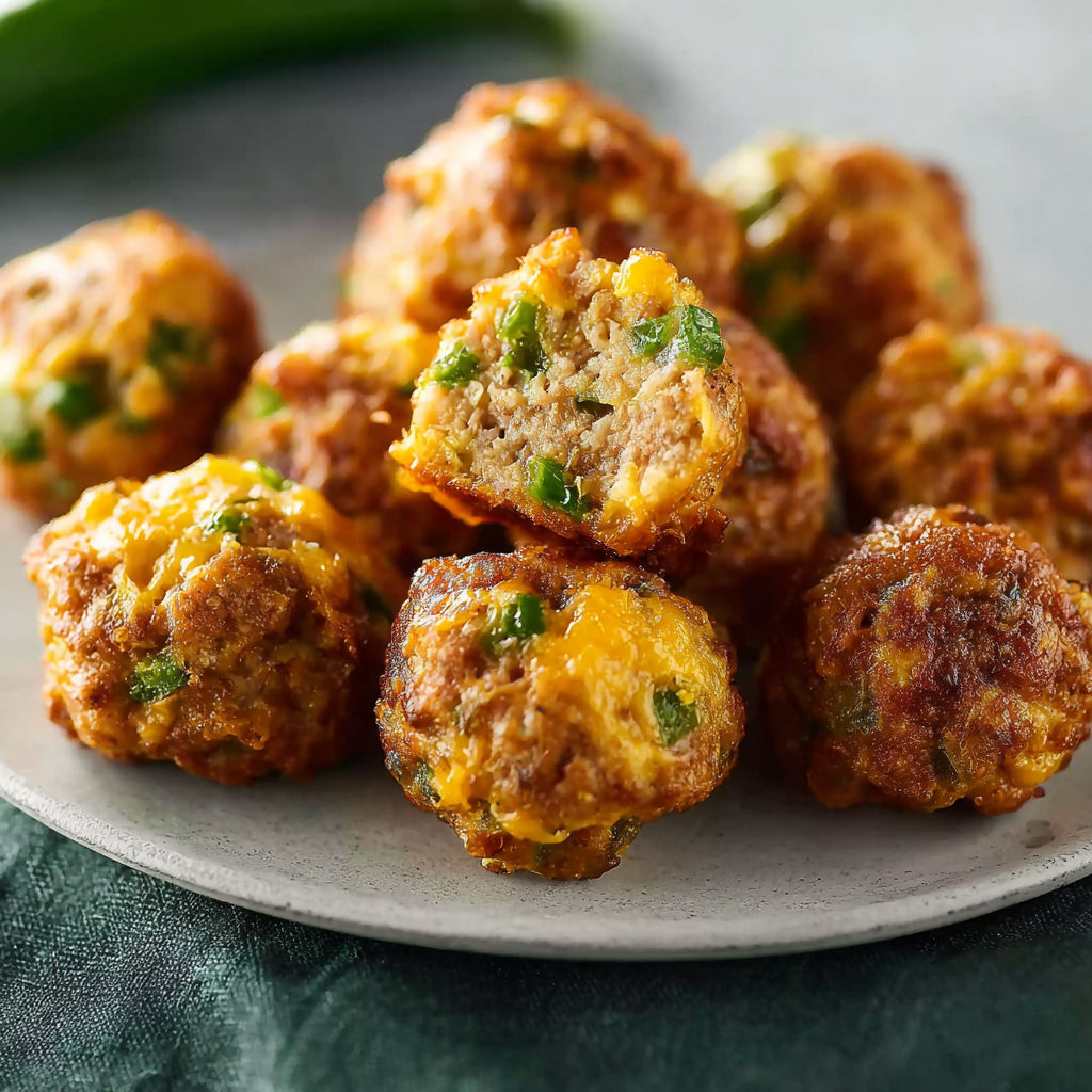 A plate of jalapeno popper sausage balls.