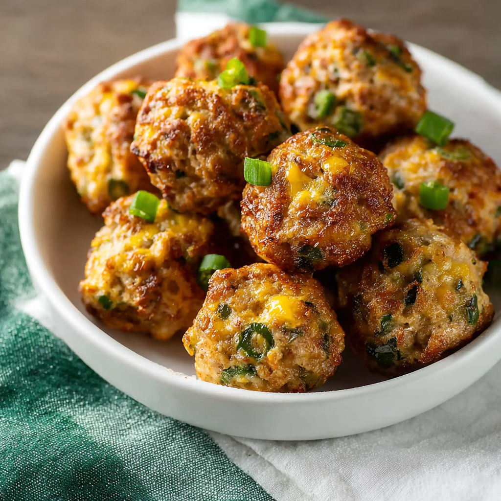 A bowl of jalapeno popper sausage balls.