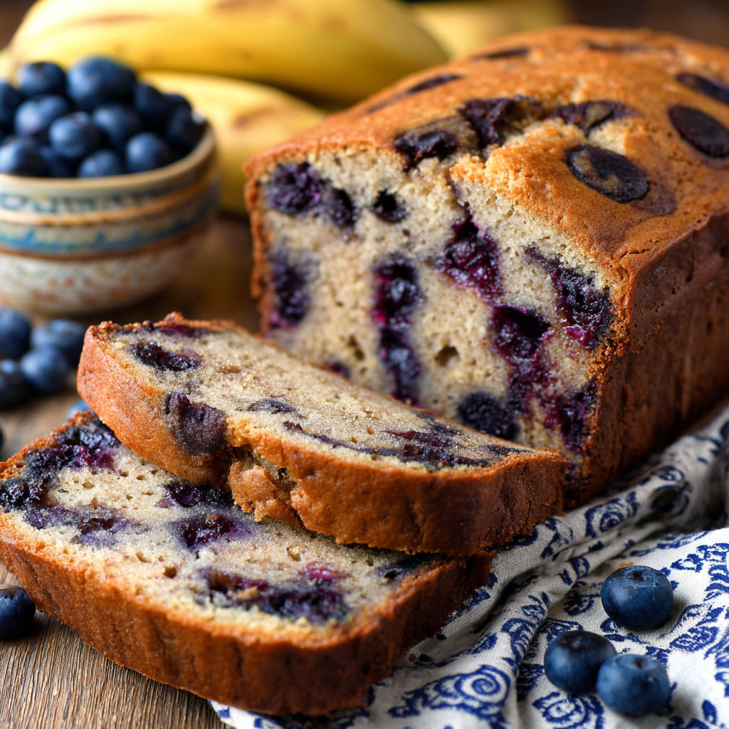 A slice of blueberry cinnamon swirl banana bread.