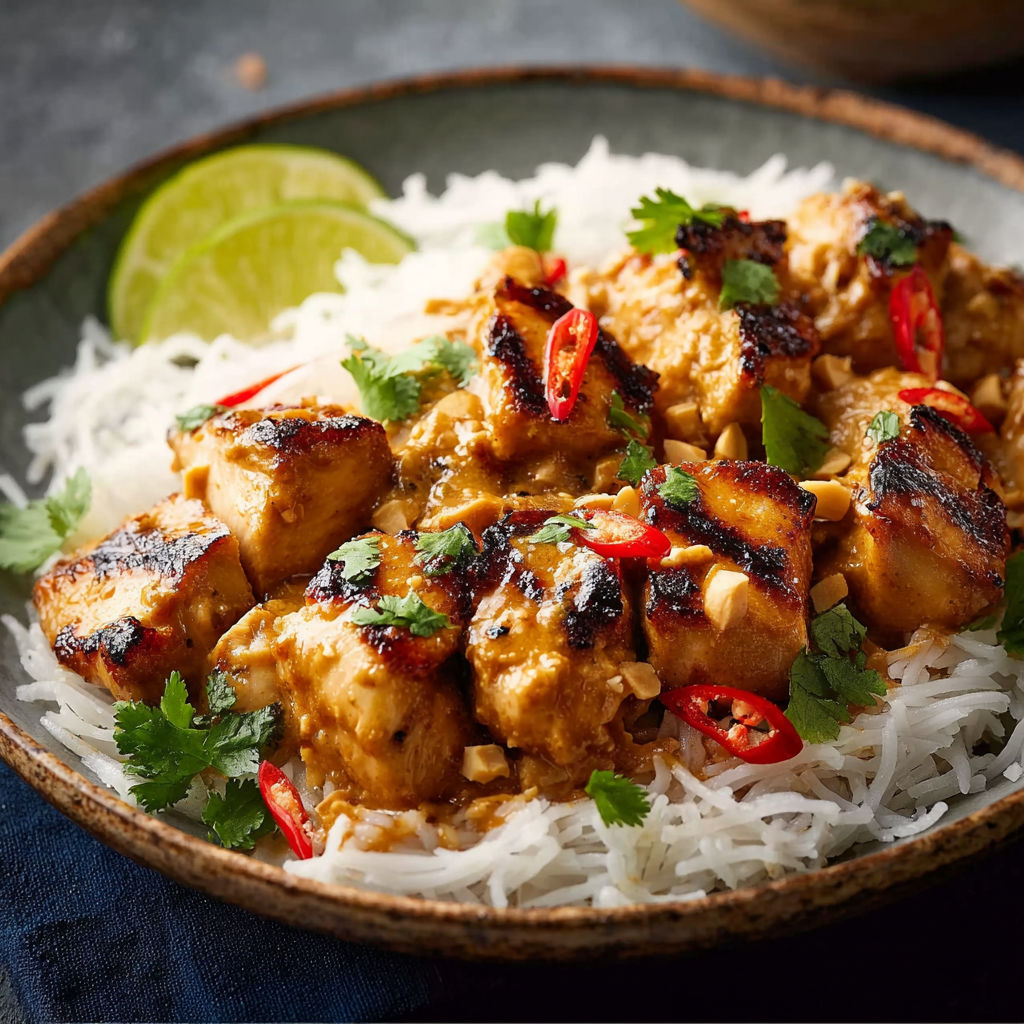 A bowl of Thai Peanut Chicken.