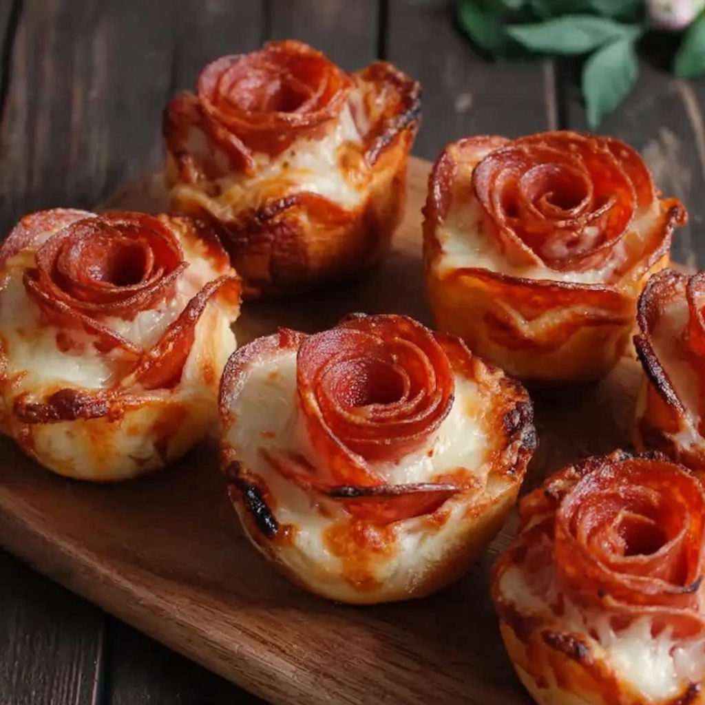 A plate of pizza roses.