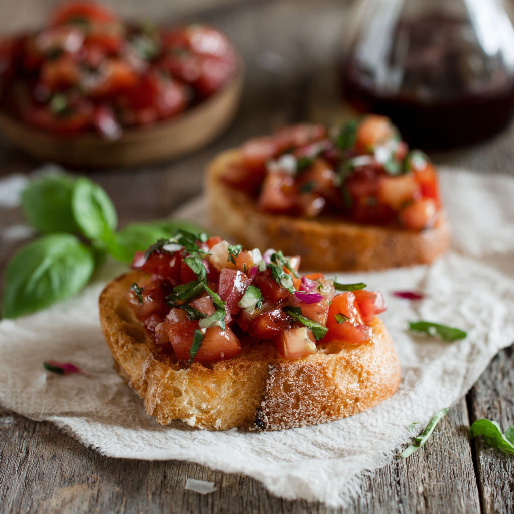Two pieces of bread with tomato sauce and basil on top.
