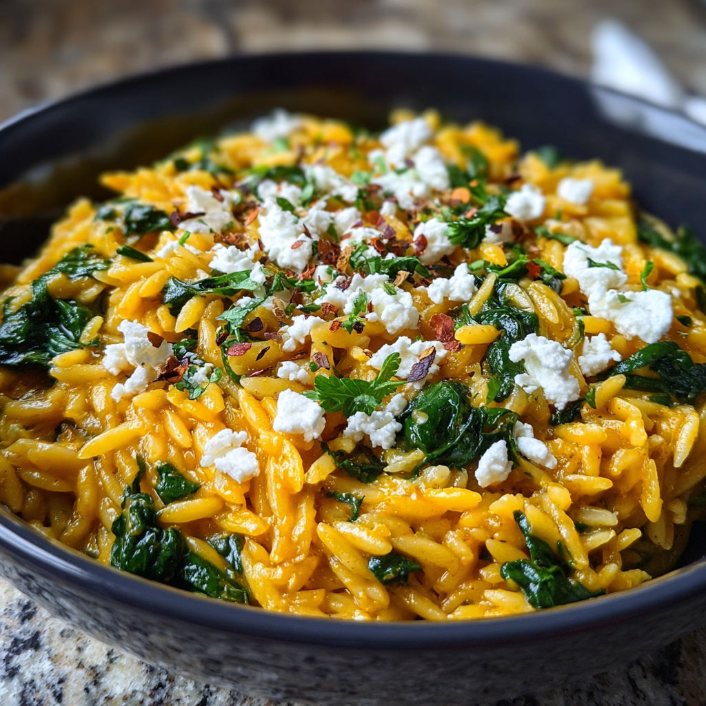 A bowl of food with spinach and feta cheese.