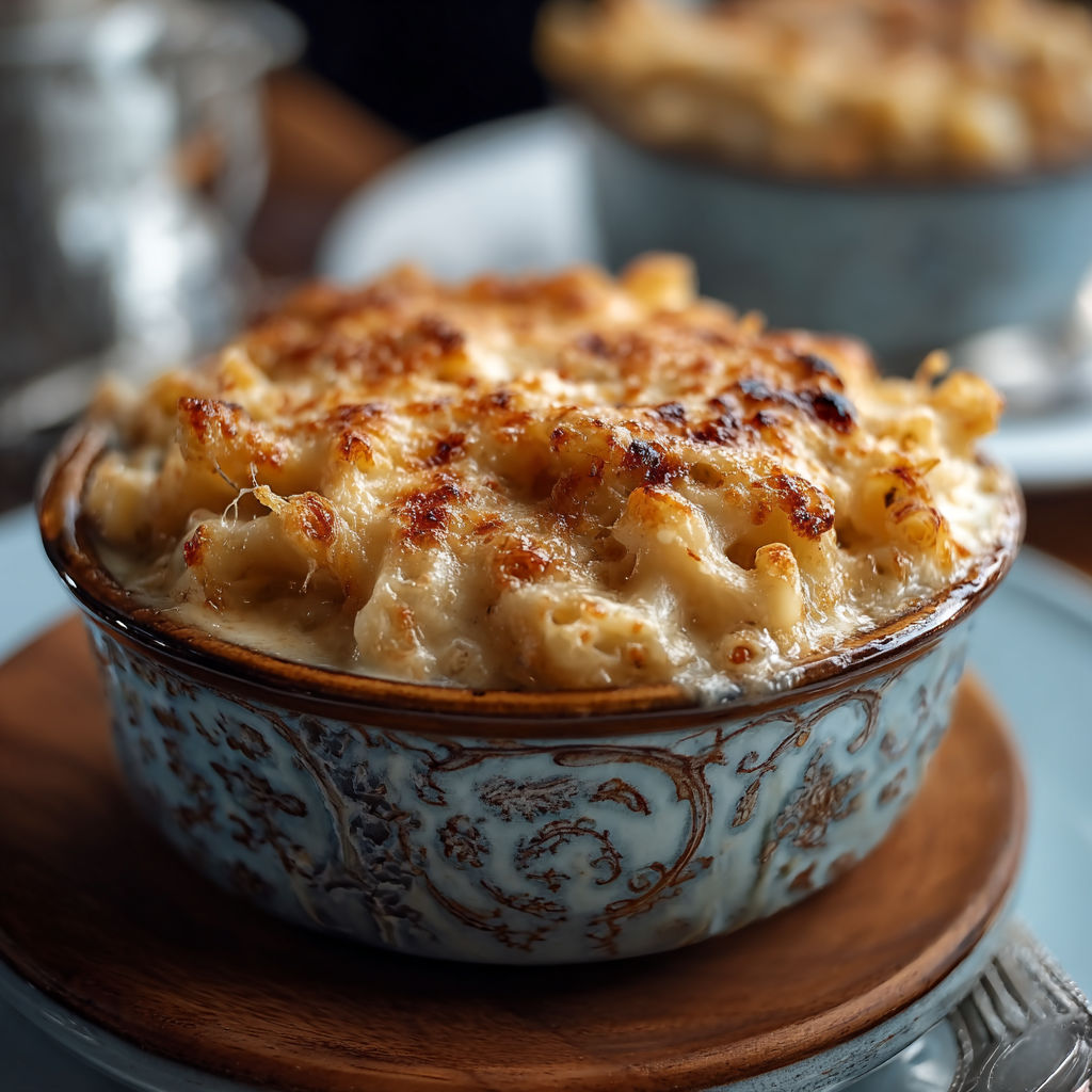 A bowl of mac and cheese.