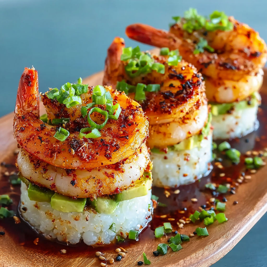Spicy Shrimp Sushi Stacks.