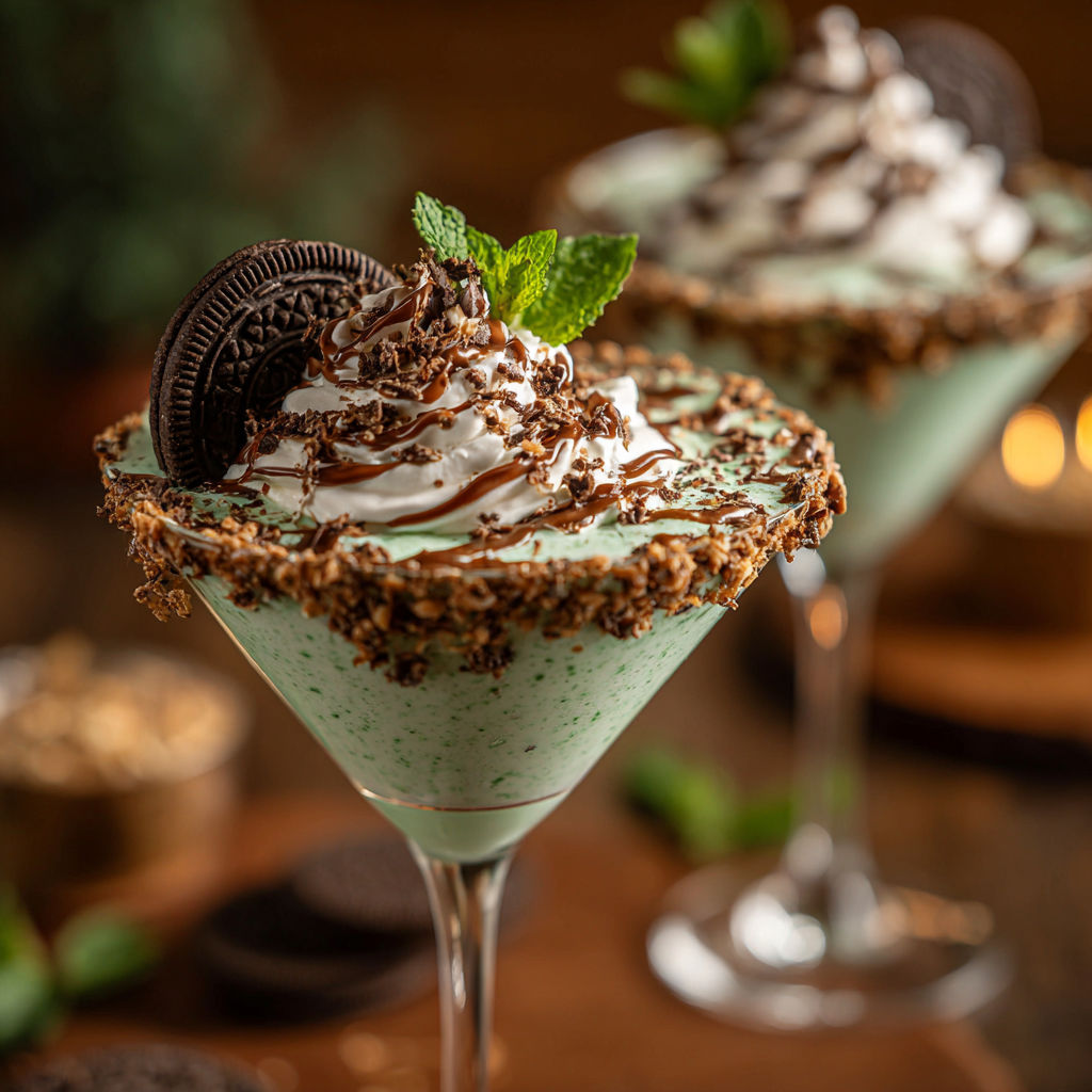 Two glasses of milkshakes with cookies on top.
