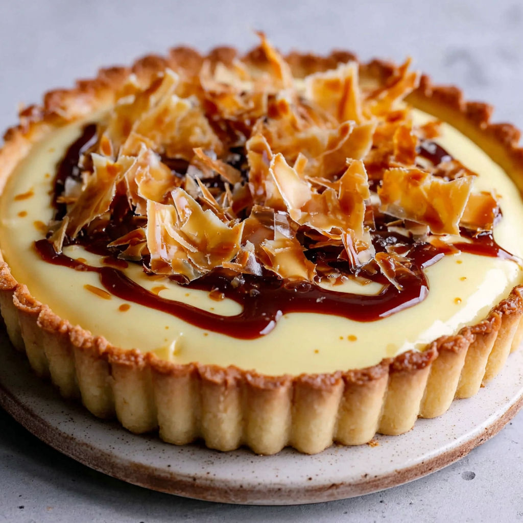 A slice of eggnog crème tart.