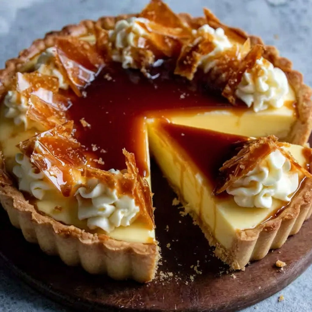 A slice of eggnog crème tart.