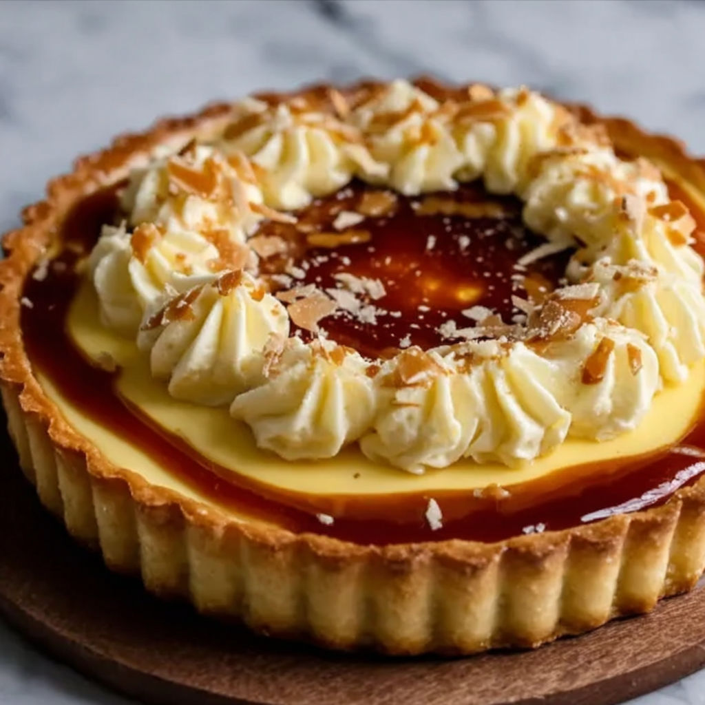 A slice of eggnog crème tart.