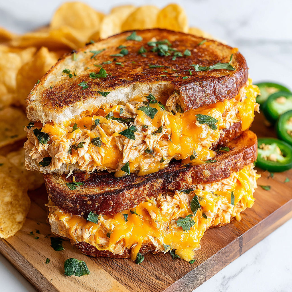 A sandwich with cheese and meat on a wooden cutting board.