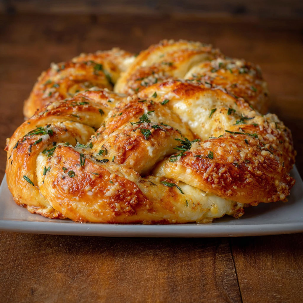 A plate of mozzarella stuffed rosemary parmesan soft pretzels.