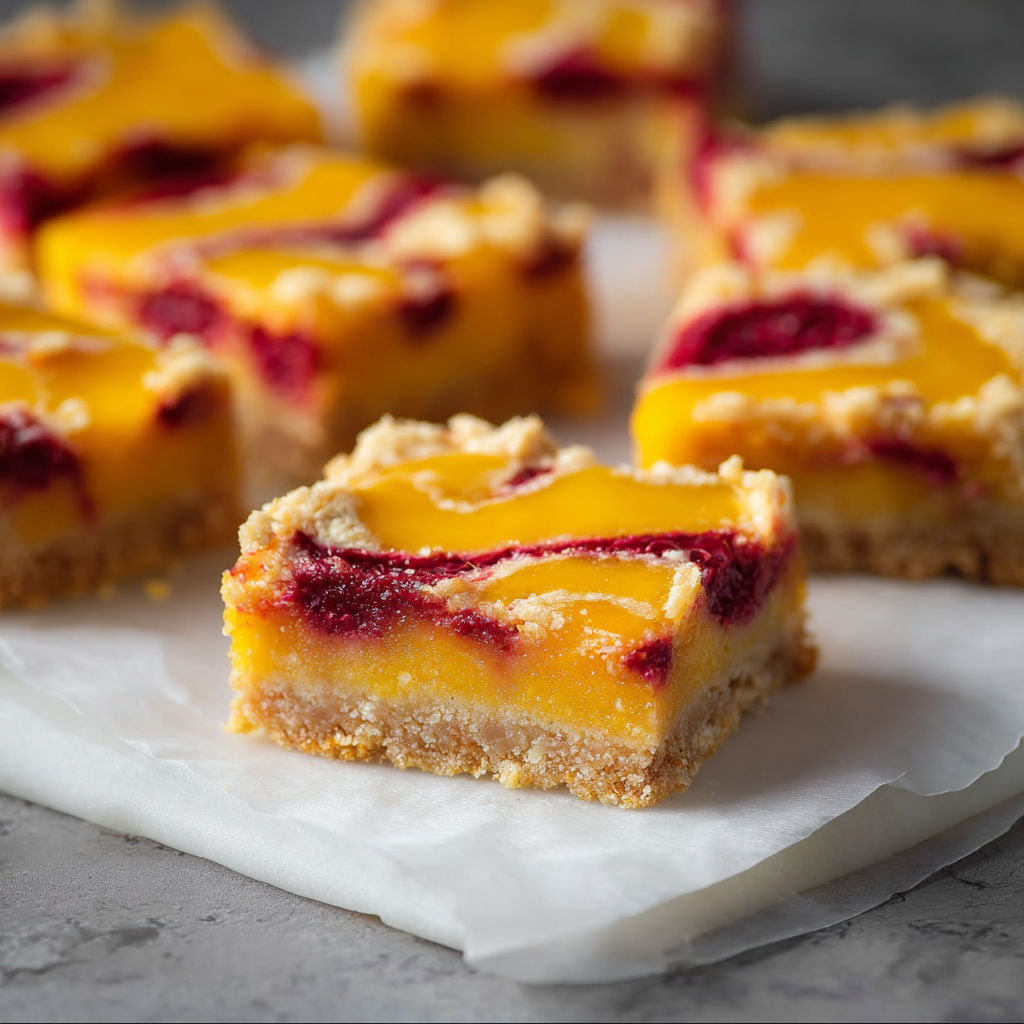 A close up of a dessert with a yellow and red filling.