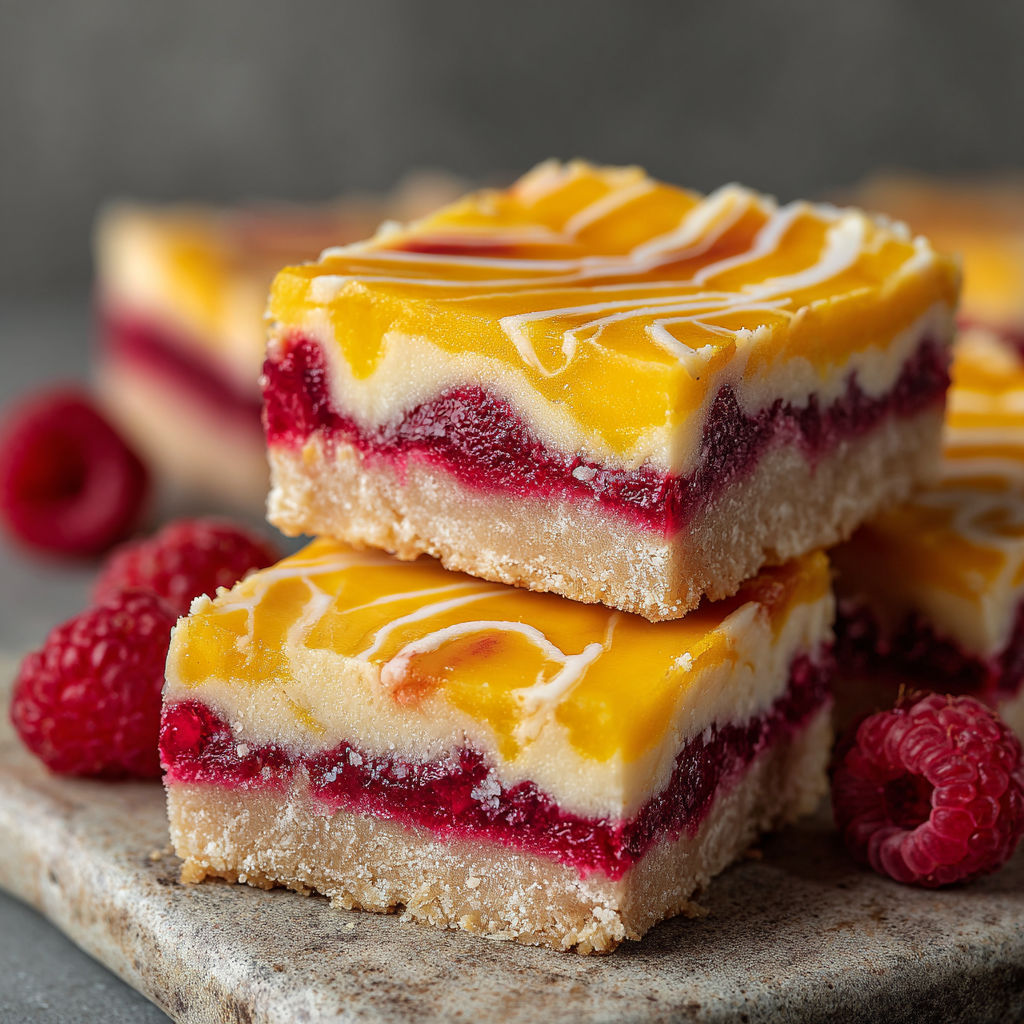 A dessert with a yellow and orange stripe.