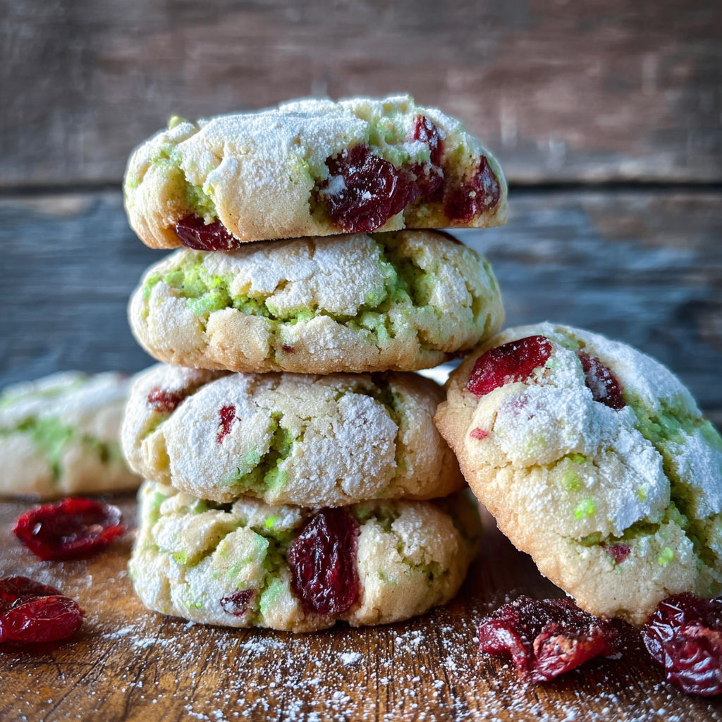 A stack of cookies with white powdered sugar on top.
