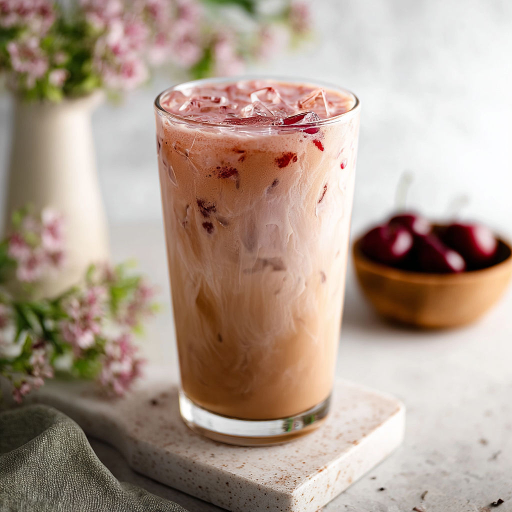 A glass of tea with a straw in it.