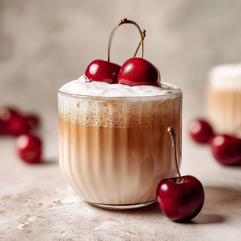 A glass of a viral cherry vanilla latte.