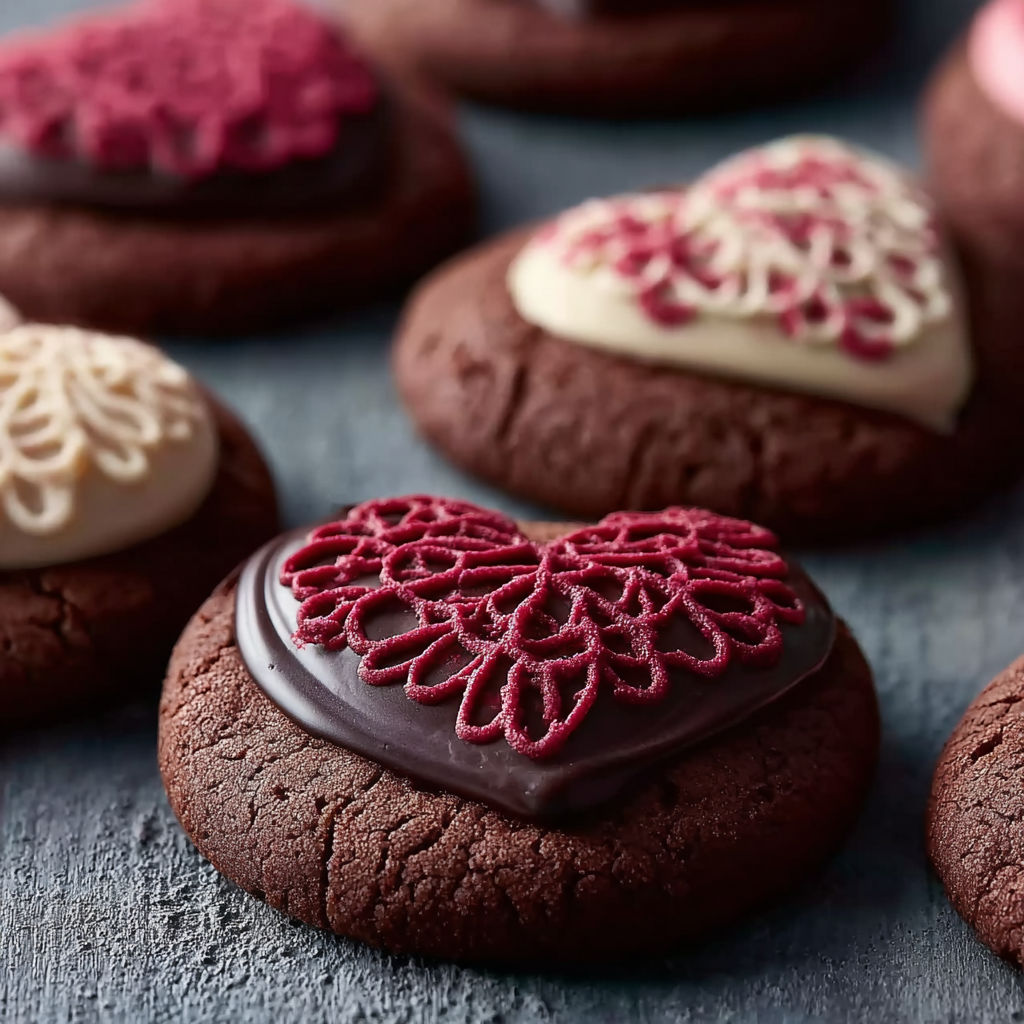 A plate of red heart shaped cookies.