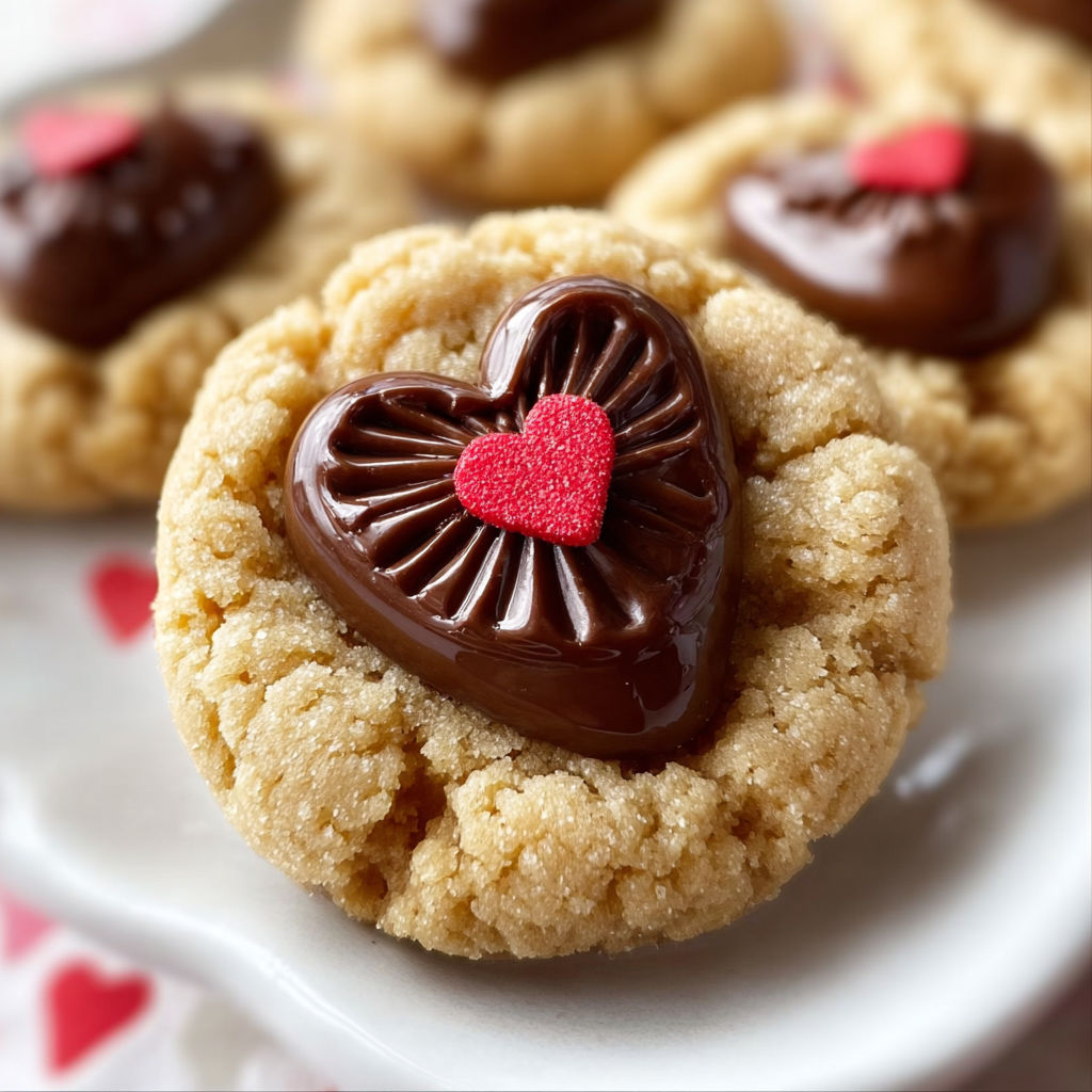 A cookie with a heart shaped chocolate center.