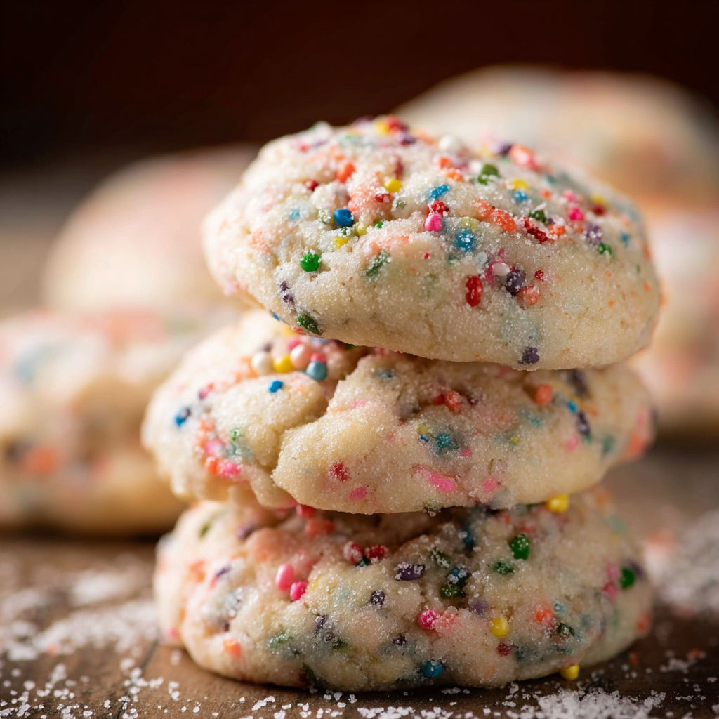 A stack of colorful wedding cookies.