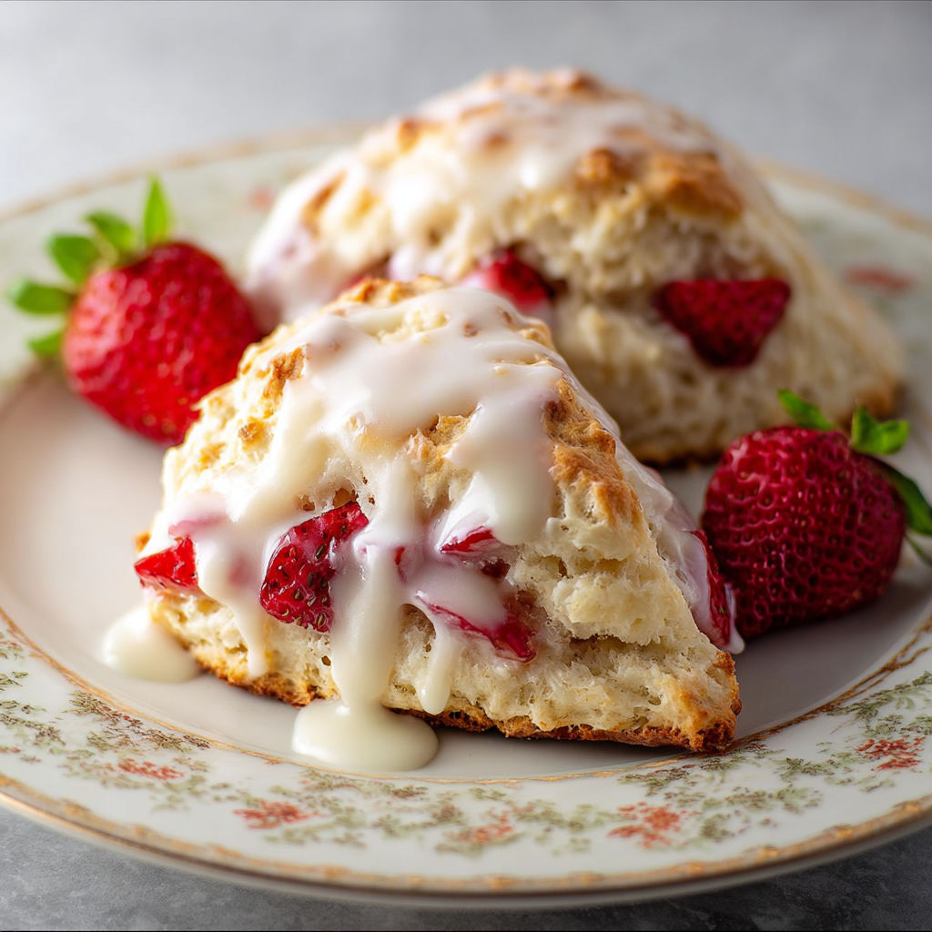 A strawberry shortcake dessert on a plate.