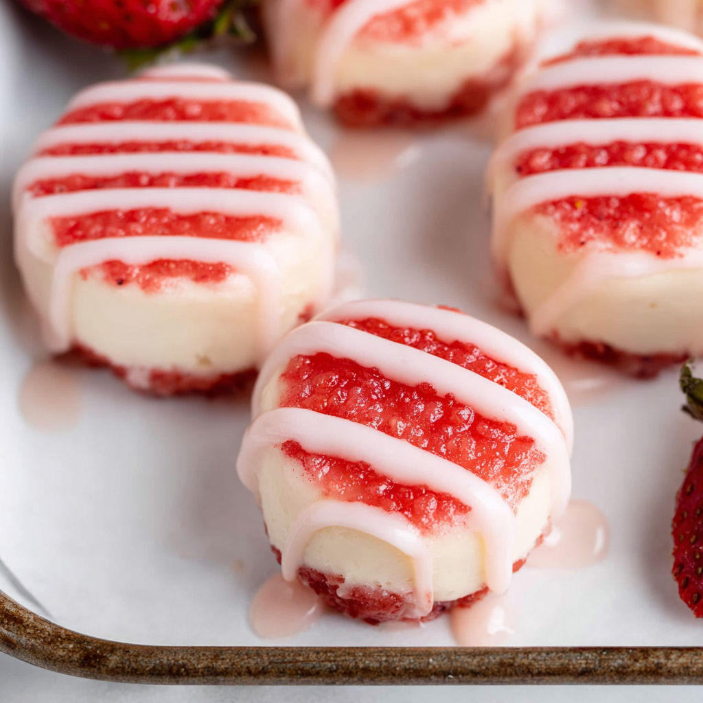 A plate of red and white striped cake.