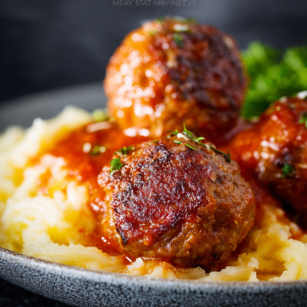A plate of meatballs with sauce.