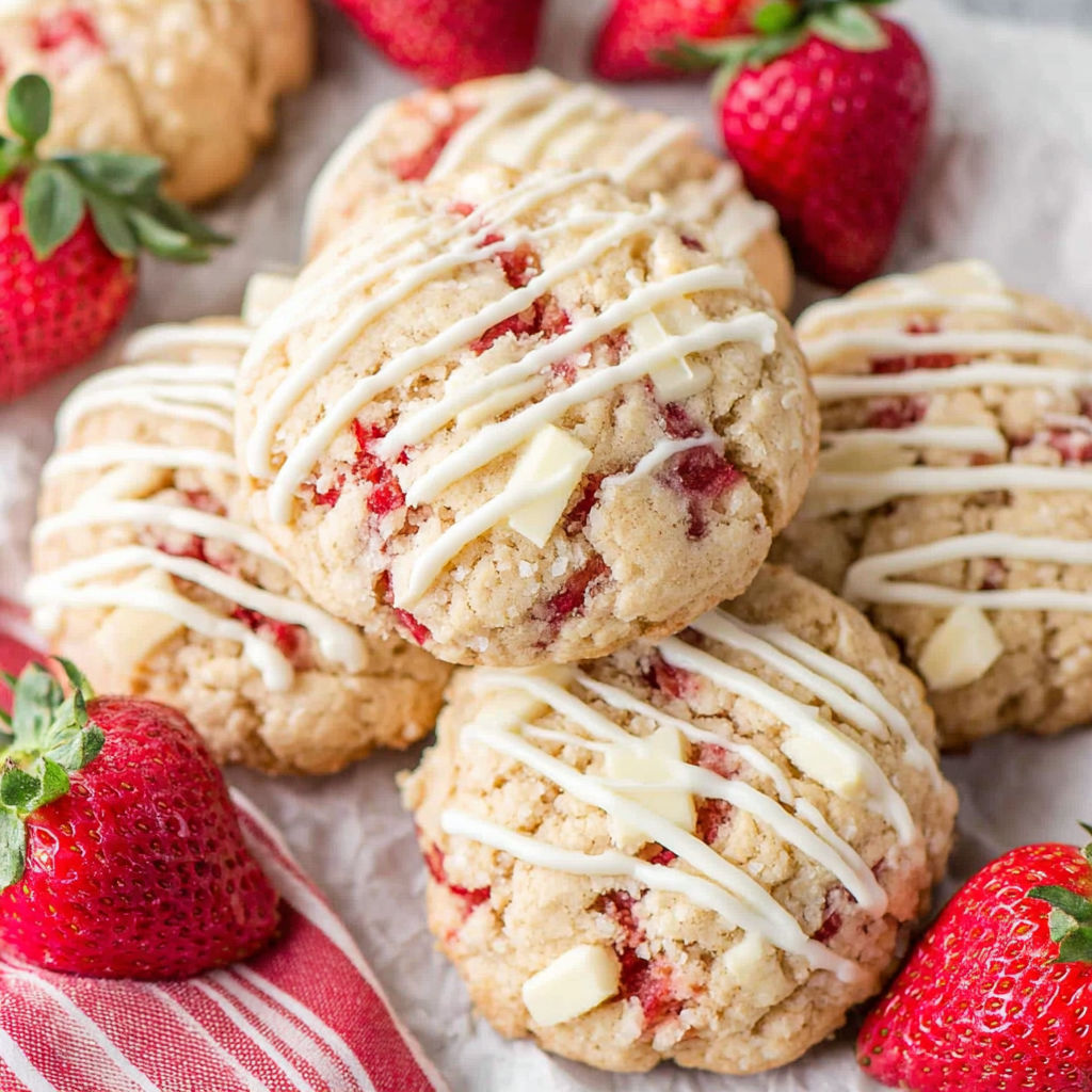 A plate of strawberry shortcake cookies.