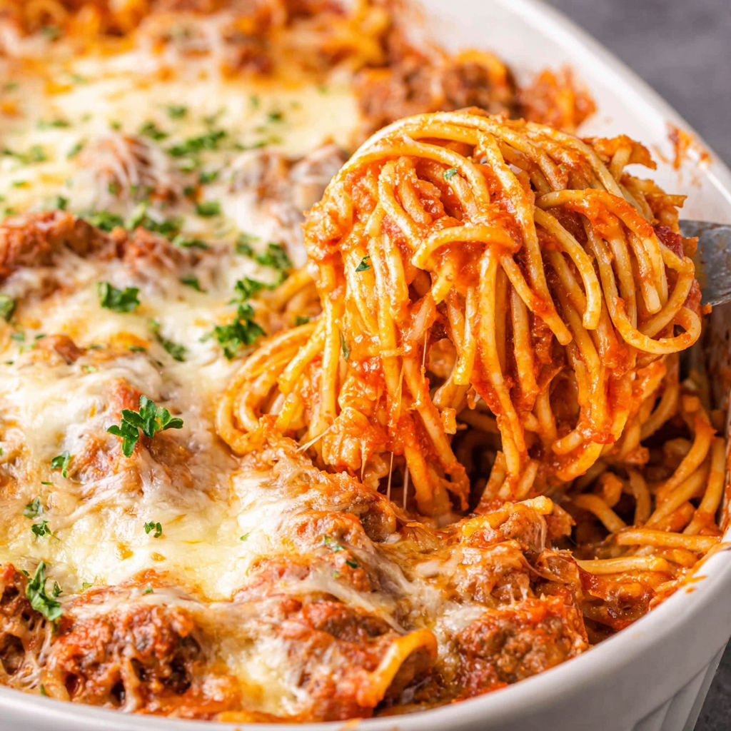 A bowl of spaghetti with meat and cheese.