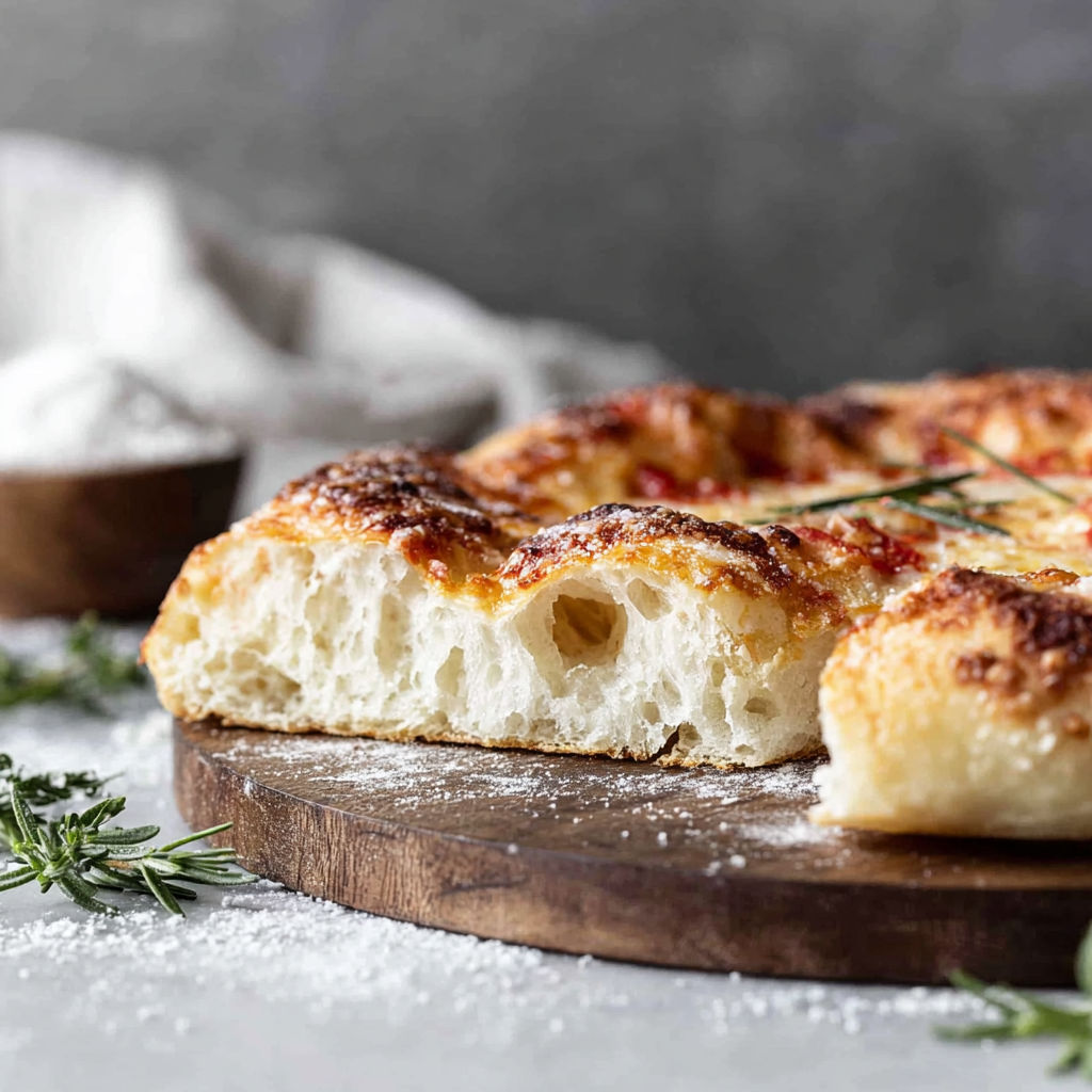 A slice of artisan pizza with a crispy, chewy crust.