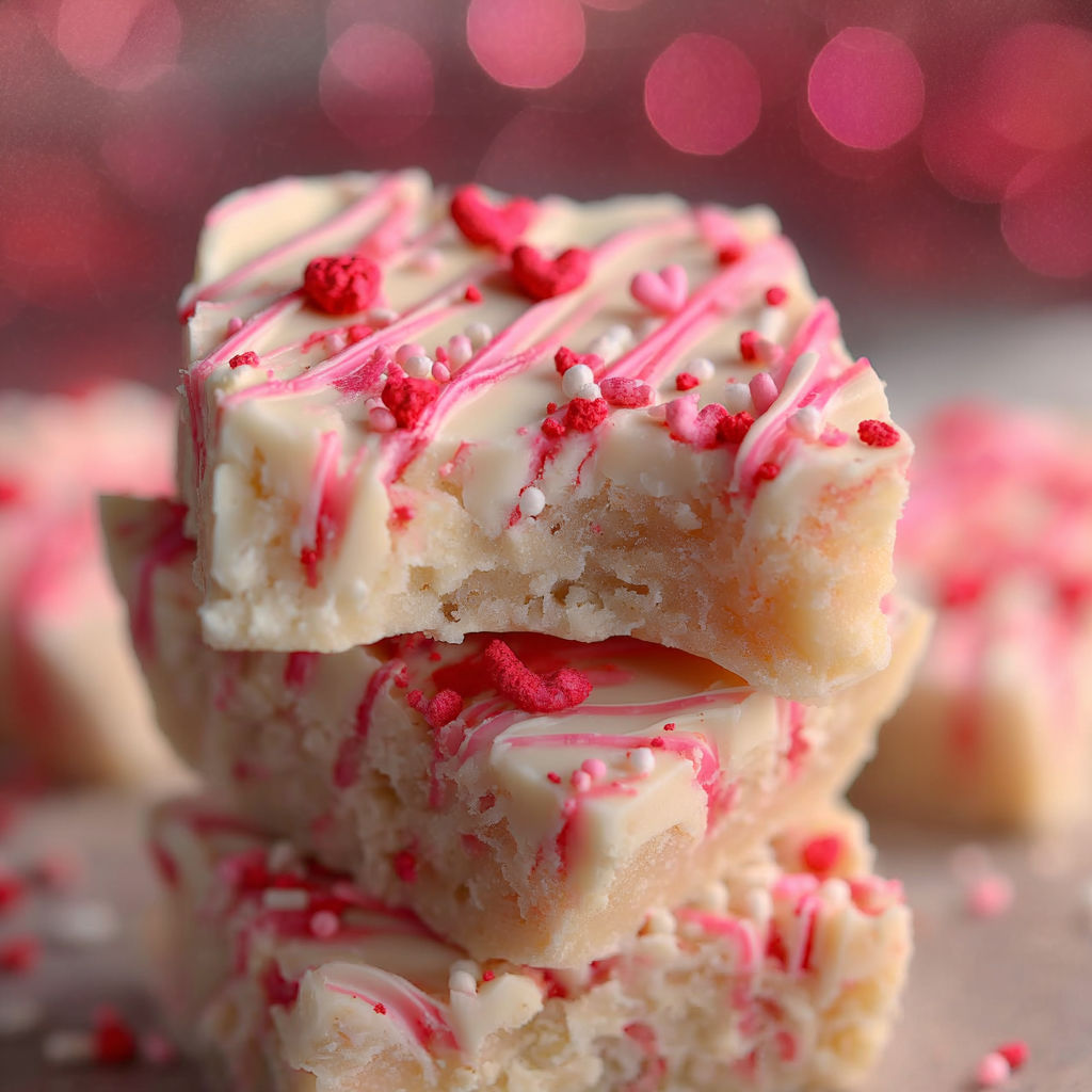 A close up of a sugar cookie with pink and red sprinkles.