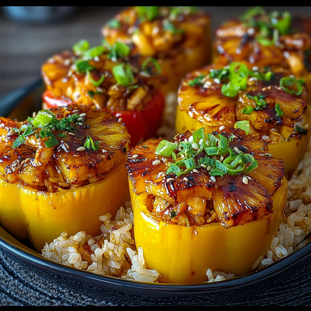 A plate of food with rice and peppers.