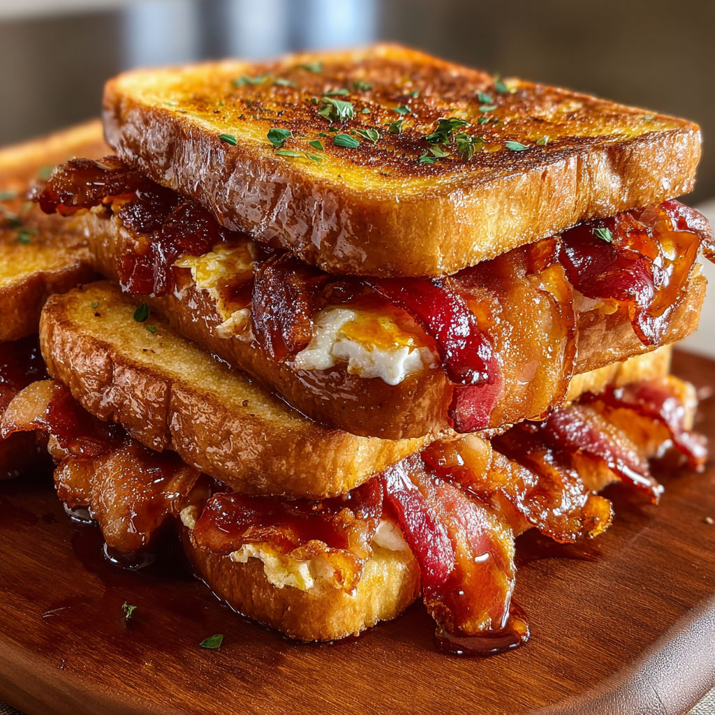 A stack of bacon sandwiches.