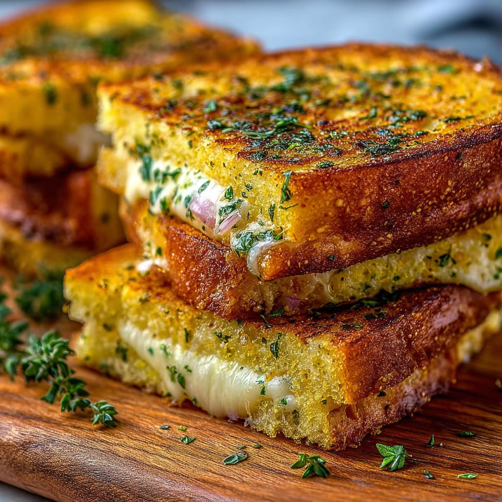A stack of grilled cheese sandwiches.
