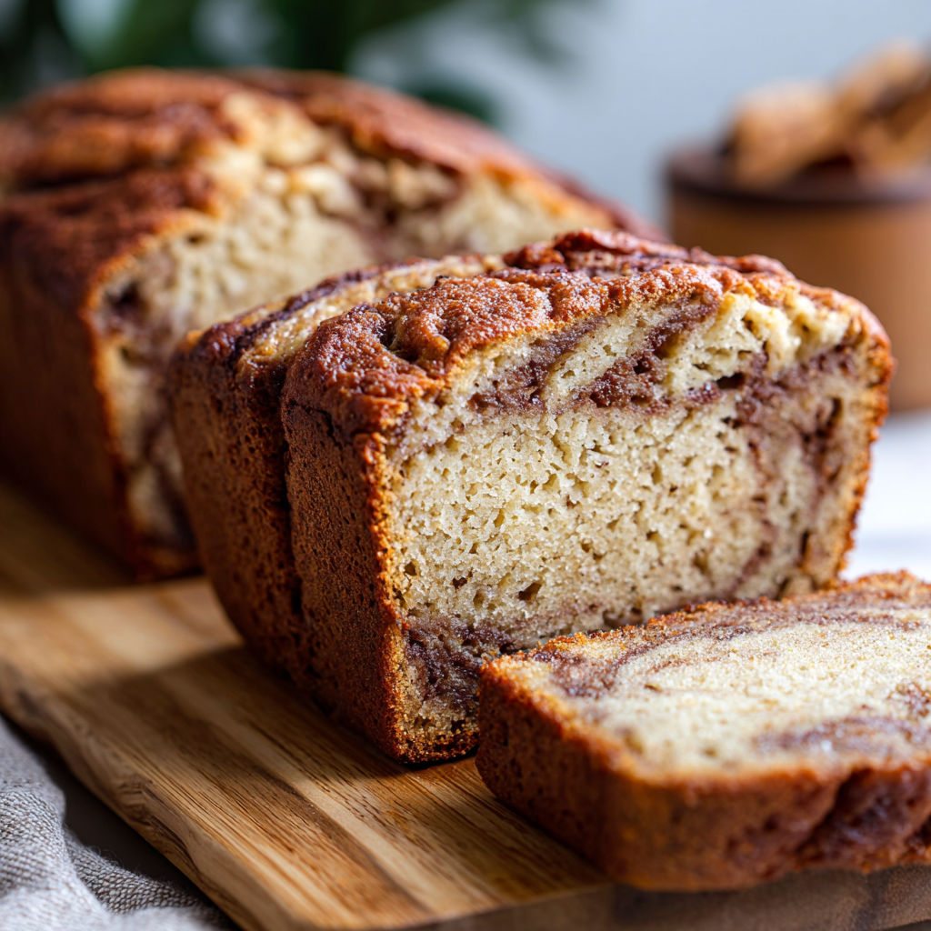A loaf of cinnamon swirl banana bread.
