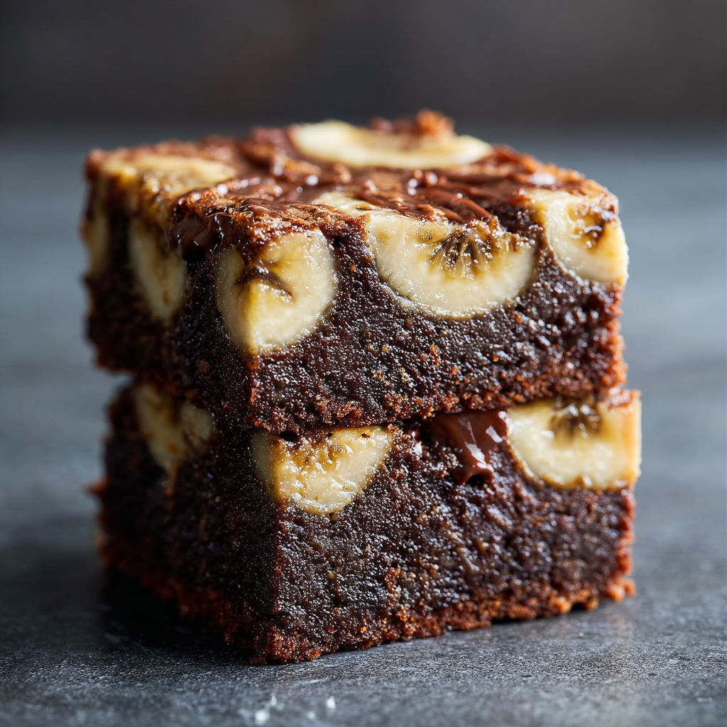 A square of chocolate and banana bread.