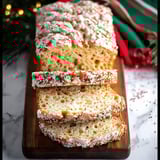 A slice of Christmas sprinkle buttermilk bread.