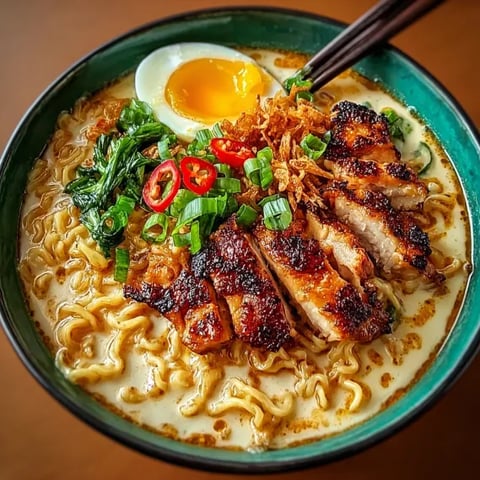 A bowl of noodles with chicken and vegetables.
