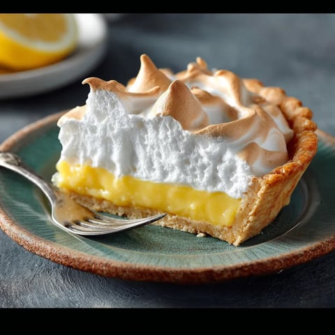 A slice of lemon meringue pie.