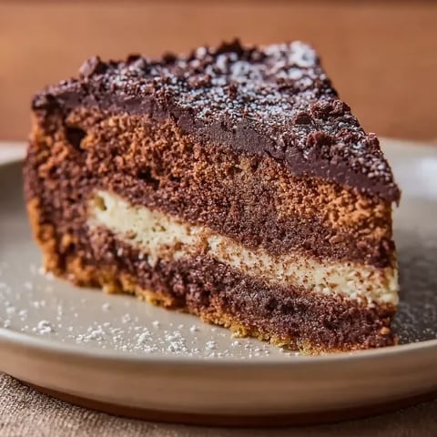 A slice of chocolate marie cake.