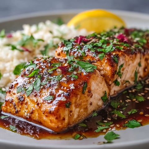 A plate of brown sugar soy glazed salmon.