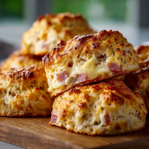 A stack of ham and cheese swim biscuits.