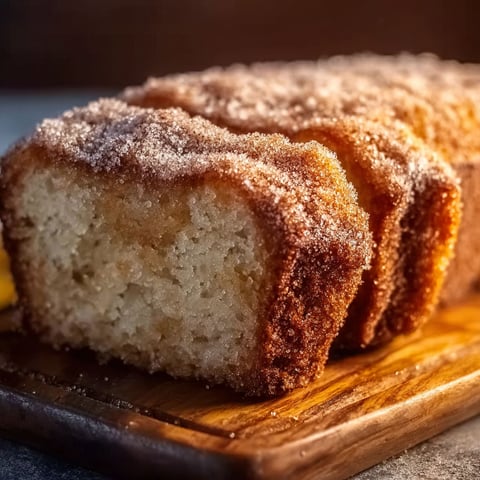 A loaf of cinnamon sugar crusted spiced apple cider donuts.