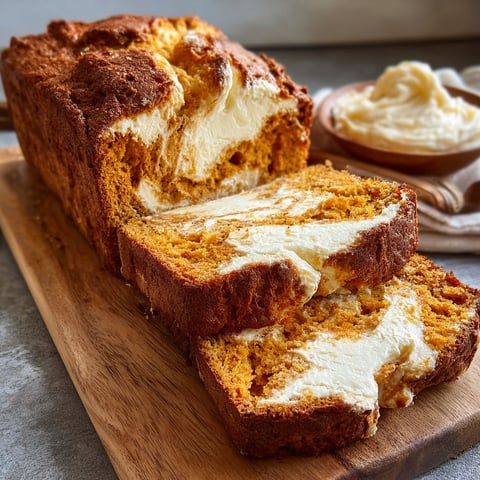 A slice of pumpkin bread with cream cheese on top.