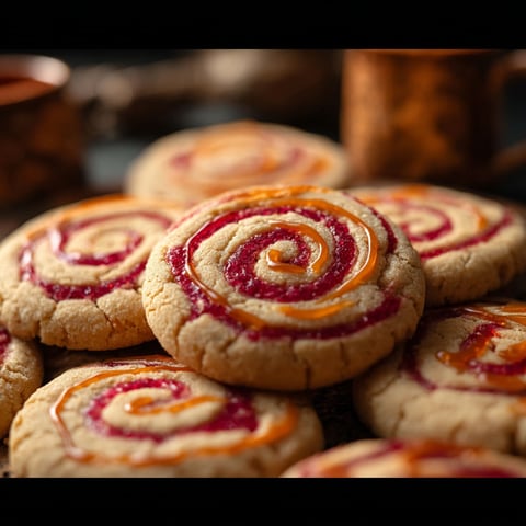 A stack of cookies with a swirl pattern.